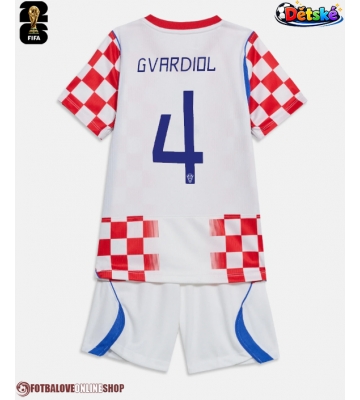Chorvatsko Josko Gvardiol #4 Domácí dres komplet pro Děti MS 2026 Krátkým Rukávem (+ Krátké kalhoty)